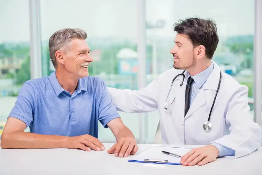A clinician reviewing a care plan with a patient