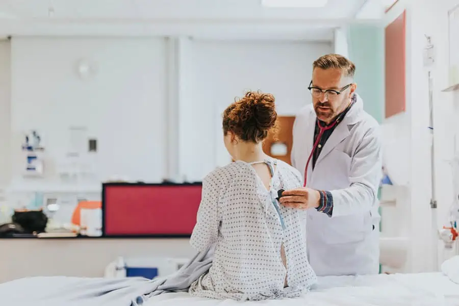 A physician performing a routine health checkup